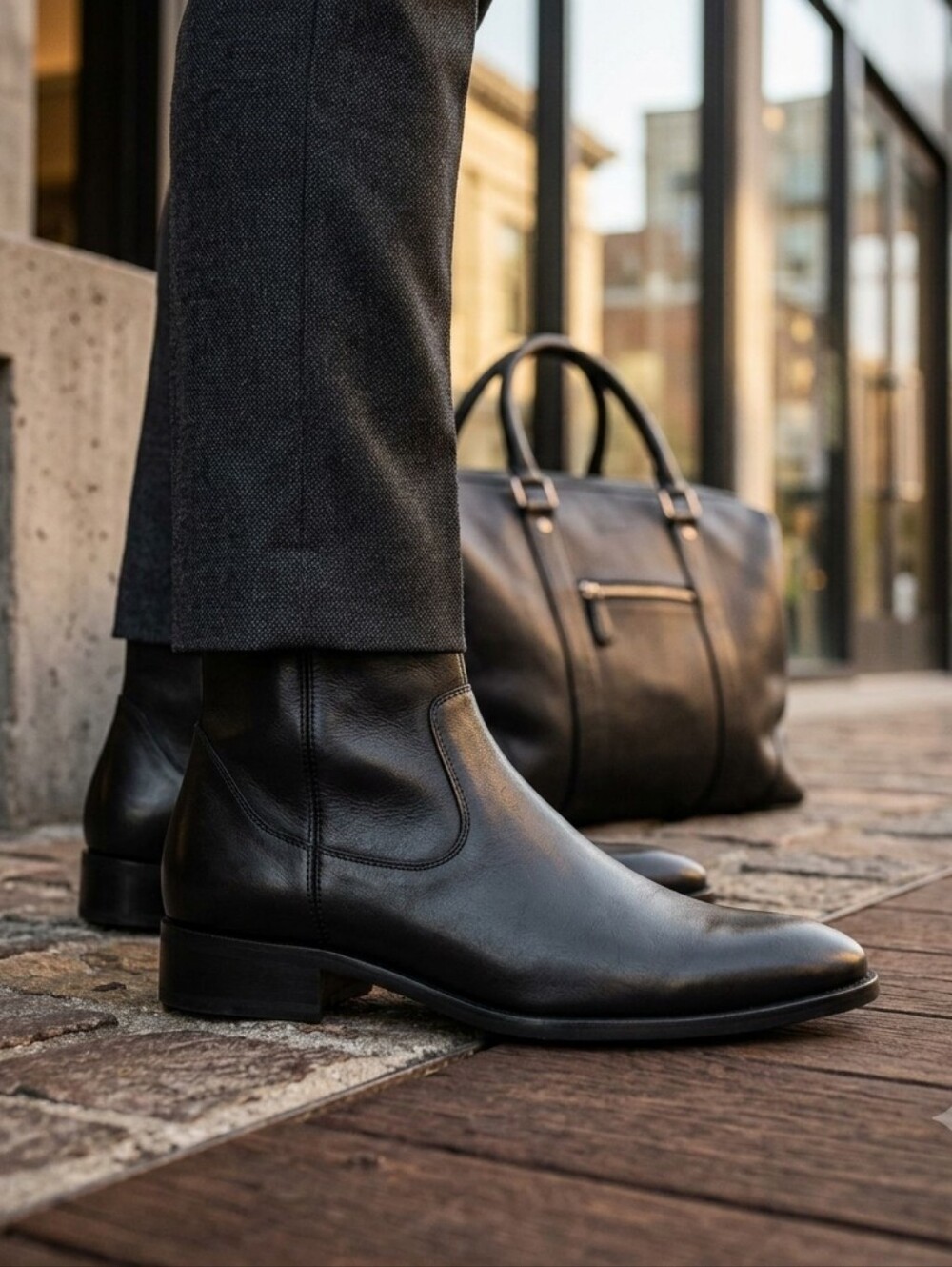 NWT Baccus Shoemaker Leather Ankle Boots Black Wine Sole EU 43 US 11